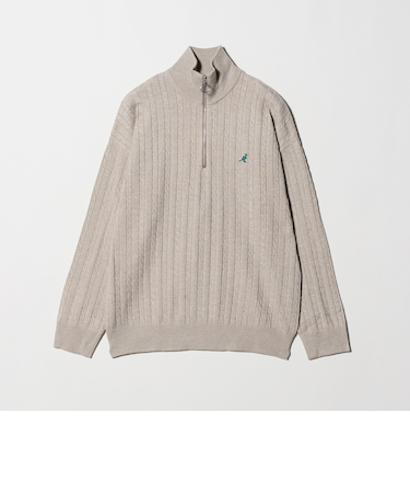 【別注】 ＜KANGOL＞ハイゲージ ケーブル ハーフジップニット-マシンウォッシャブル-＜A DAY IN THE LIFE＞