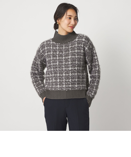 フェザー×テープヤーン ツイードライク ハイネックニット <A DAY IN THE LIFE>