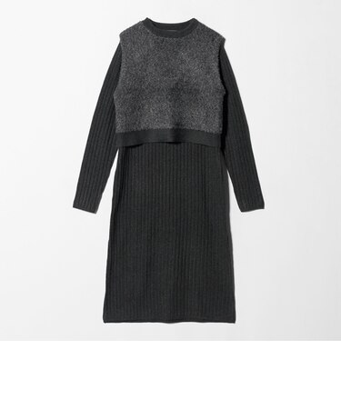 メランジ フェザーベスト＋リブワンピース  ‐ウォッシャブル‐＜A DAY IN THE LIFE＞