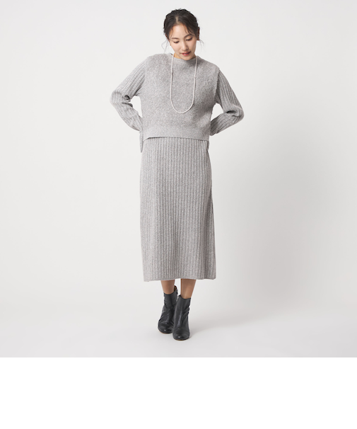 メランジ フェザーベスト+リブワンピース ‐ウォッシャブル‐<A DAY IN THE LIFE>