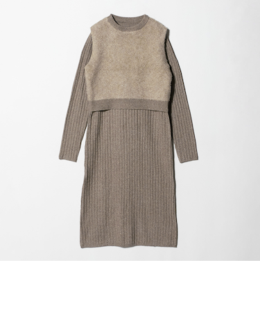 メランジ フェザーベスト＋リブワンピース  ‐ウォッシャブル‐＜A DAY IN THE LIFE＞