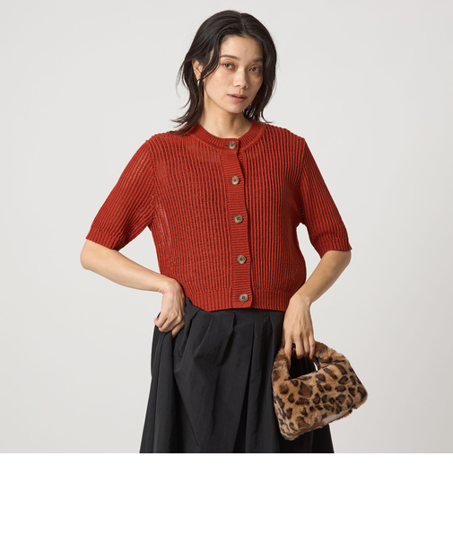 メッシュ ニット ショートスリーブ カーディガン