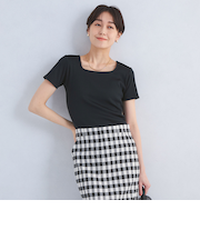 ブライトリブ スクエアネック ショートスリーブ プルオーバー カットソー-制菌-