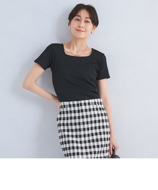 ブライトリブ スクエアネック ショートスリーブ プルオーバー カットソー-制菌-