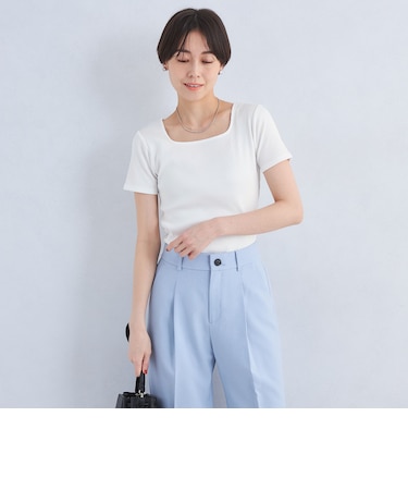 ブライトリブ スクエアネック ショートスリーブ プルオーバー カットソー-制菌-