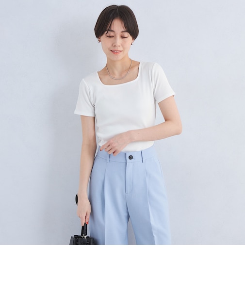 ブライトリブ スクエアネック ショートスリーブ プルオーバー カットソー-制菌-