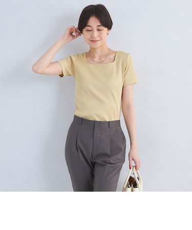 ブライトリブ スクエアネック ショートスリーブ プルオーバー カットソー-制菌-