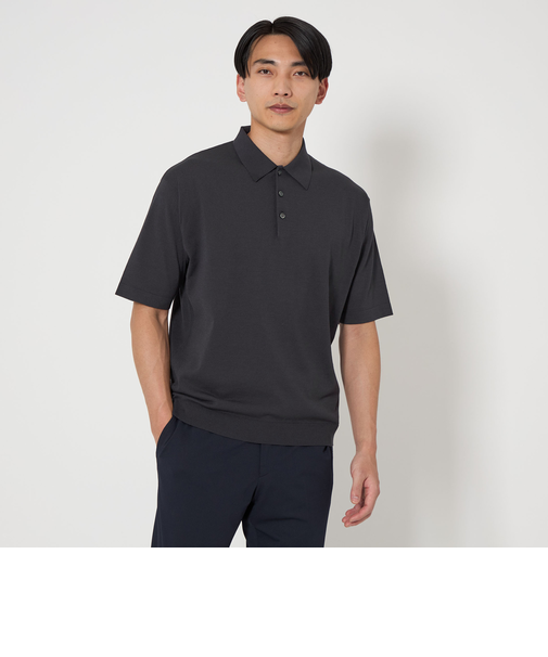 A+ リネンミックス ニット ポロシャツ