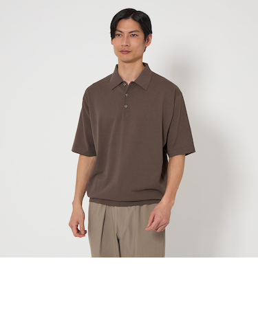 A+ リネンミックス ニット ポロシャツ