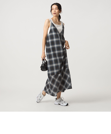 シアー チェック キャミソールワンピース