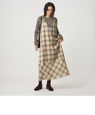 シアー チェック キャミソールワンピース