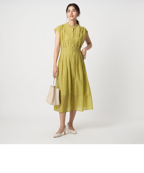 カッセン ウエストタック フレンチスリーブ ワンピース