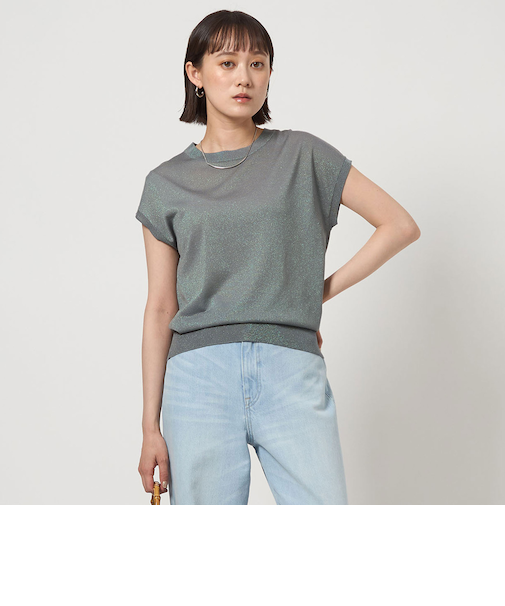 オーロララメ フレンチスリーブ プルオーバー ニット