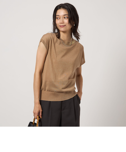 オーロララメ フレンチスリーブ プルオーバー ニット