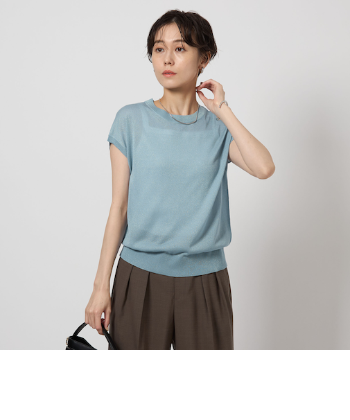 オーロララメ フレンチスリーブ プルオーバー ニット