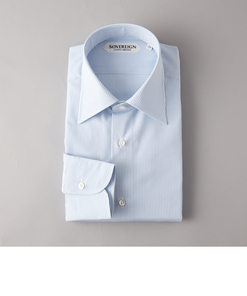 <SOVEREIGN> THOMAS MASON/トーマスメイソン キャンディストライプ セミワイドカラー シャツ
