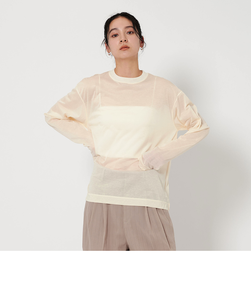 コットンナイロン天竺 クルーネック ロングスリーブ Tシャツ