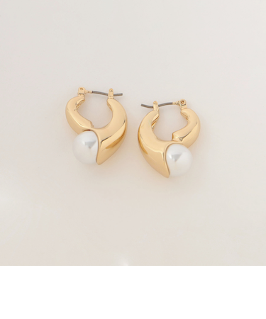 メタル×パールモチーフコンビ ピアス