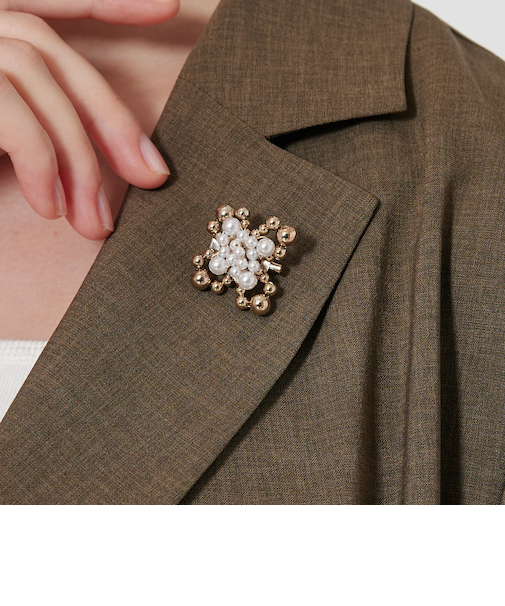 メタルボール×パールモチーフ ブローチ