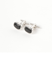 ＜ELIZABETH PARKER＞オニキス ELLIPSE カフリンクス