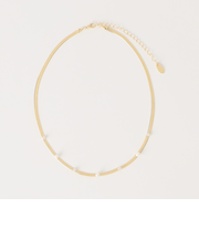 パールモチーフ×ガラス スネークチェーン ネックレス