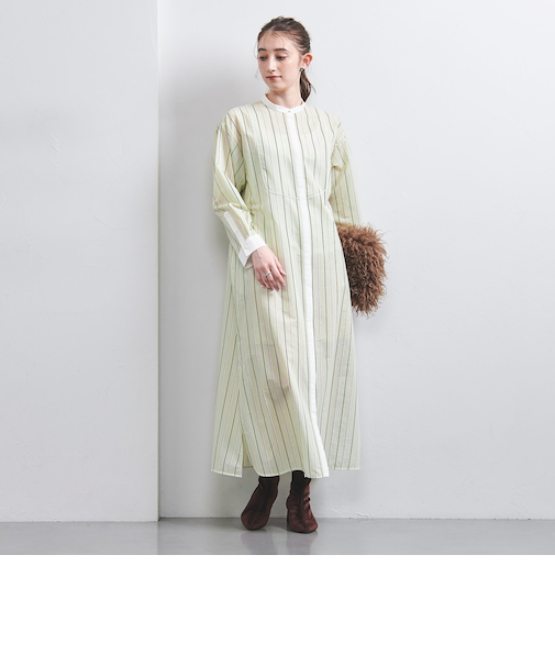 ストライプ ロングシャツ ワンピース