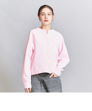 ダブルフェイス リングボタンカーディガン -ウォッシャブル-