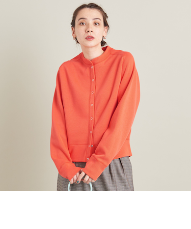 ダブルフェイス リングボタンカーディガン -ウォッシャブル-