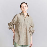 麻コットン チェック シャツ