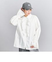 コットン フリル レーススリーブ シャツ