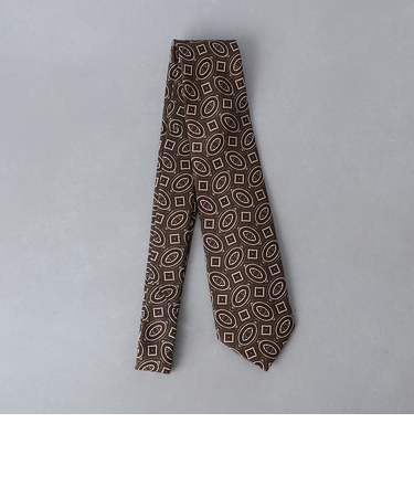 ウール シルク サークル プリント ネクタイ