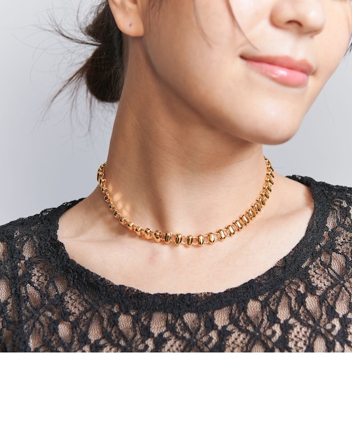 メタル オーバルチェーン ショートネックレス