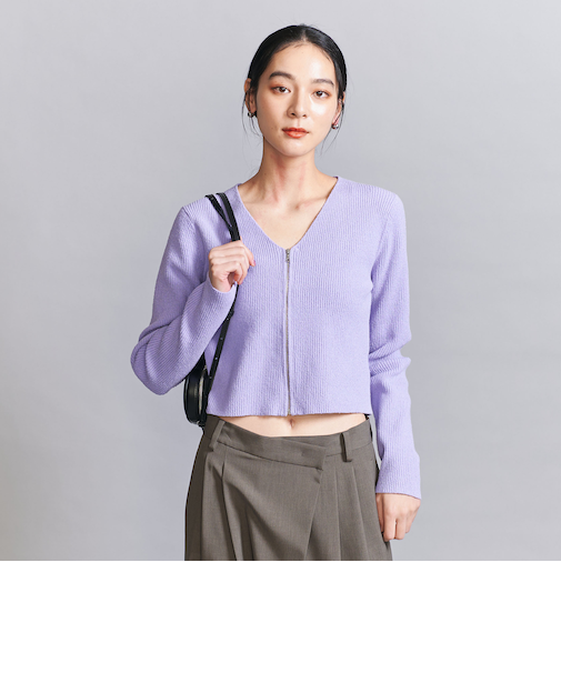 リブジップ Vネック カーディガン -ウォッシャブル-