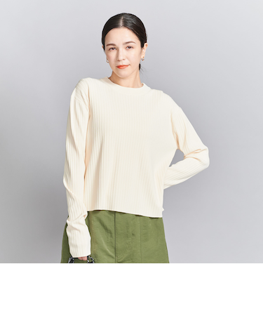 オーガンジーリボン リブニットトップス -2WAY/ウォッシャブル -