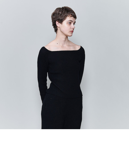 ＜6(ROKU)＞ウールコットン オフショルダー ニット