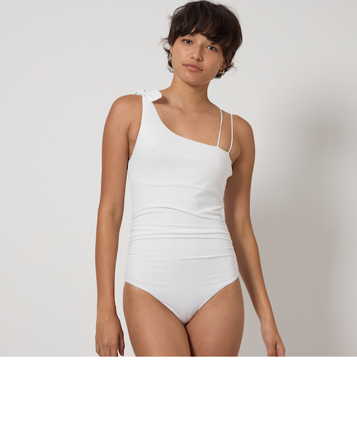 ジョーゼット風 バックオープン オールインワン スイムウェア / 水着