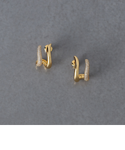 ウェーブ2ライン パヴェ ピアス