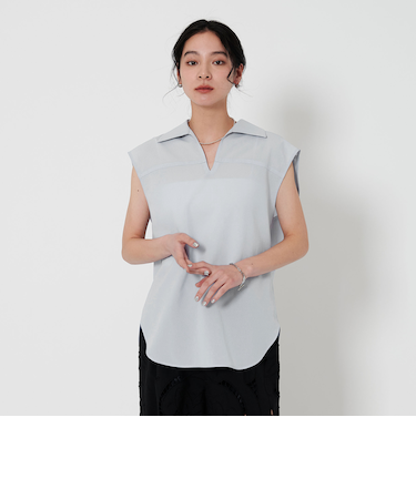 スキッパー フレンチスリーブ ブラウス