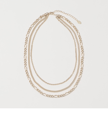 メタル ミックスチェーン 3連ネックレス