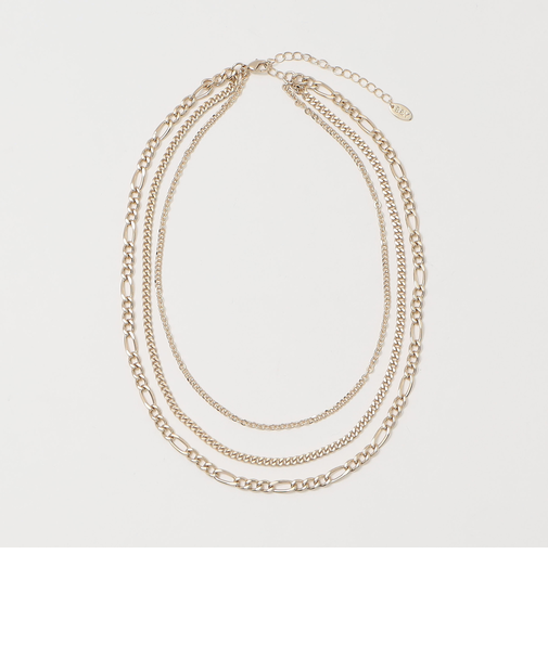 メタル ミックスチェーン 3連ネックレス