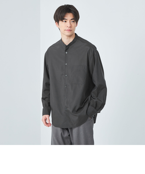 トリアセ シャンブレー バンドカラー シャツ -通気性-