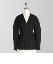 ＜LOEFF＞ウール ギャバ カーブ ノーカラー ジャケット