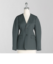 ＜LOEFF＞ウール ギャバ カーブ ノーカラー ジャケット