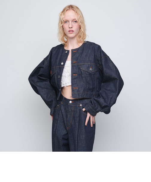 ＜AEWEN MATOPH＞デニム ショート ブルゾン ネイビー