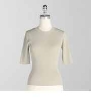 ＜LOEFF＞リブ ハーフスリーブ ニット