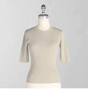 ＜LOEFF＞リブ ハーフスリーブ ニット