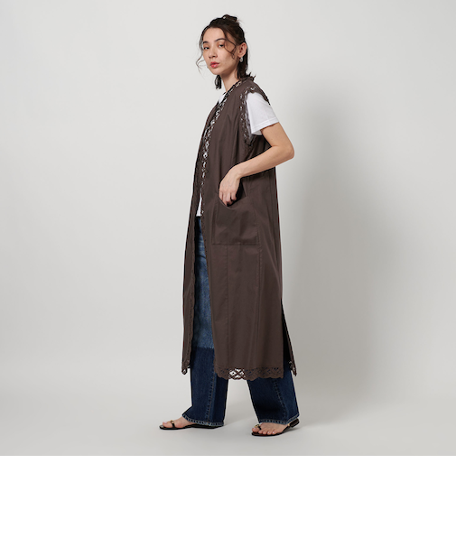 バテンレース ロング ジレ