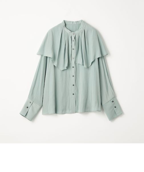 ＜EMMEL REFINES＞EM パウダリータッチサテン ケープ ブラウス