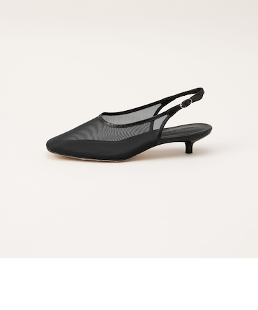 チュールキトゥンヒールバックベルト パンプス30↑