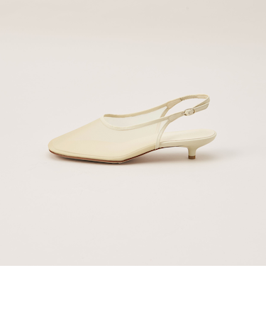 チュールキトゥンヒールバックベルト パンプス30↑